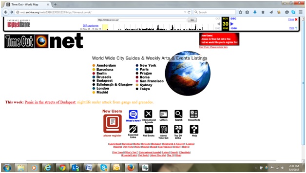 Time Out's website, circa 1996