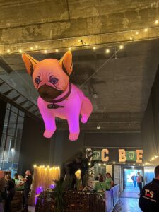 An inflatable dog over the beer festival